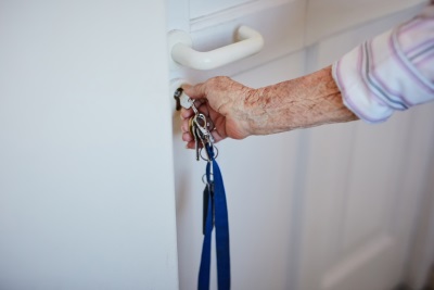 Keyed entry lock in a nursing home
